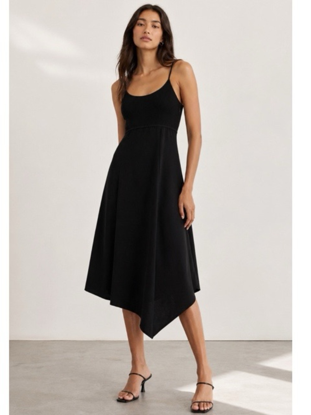 Theory Black Slip Flared  Midi Dress - NWT